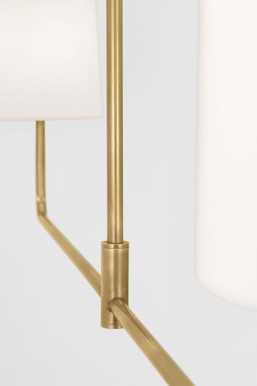 Go Lightly 54" Two Light Linear Chandelier | Soft Brass | Linen Shades