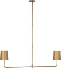 Go Lightly 54" Two Light Linear Chandelier | Soft Brass | Soft Brass Shades