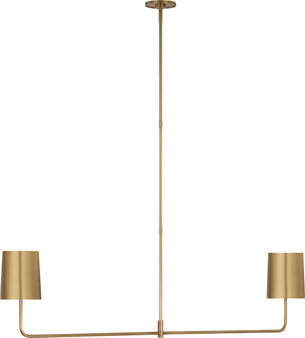 Go Lightly 54" Two Light Linear Chandelier | Soft Brass | Soft Brass Shades