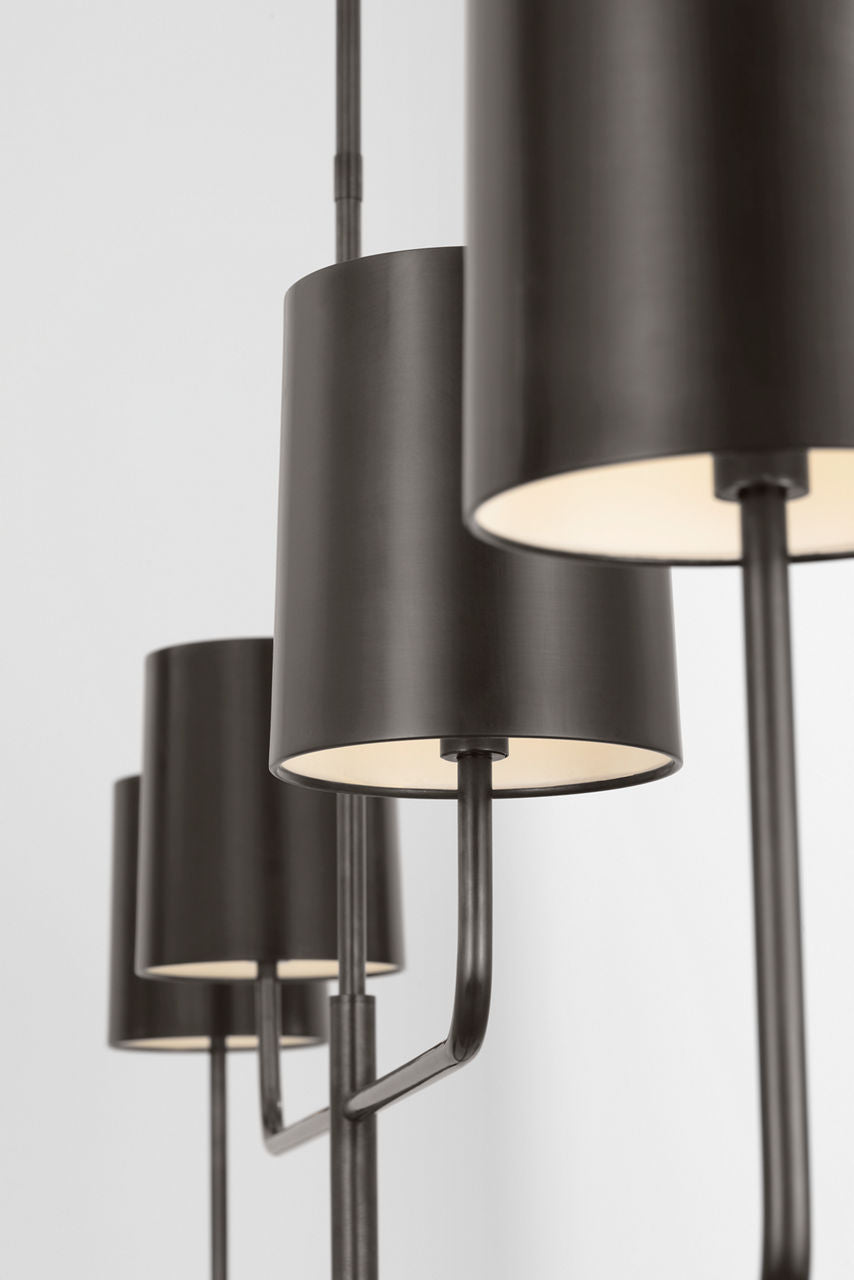 Go Lightly 70" Four Light Linear Chandelier | Bronze | Bronze Shades