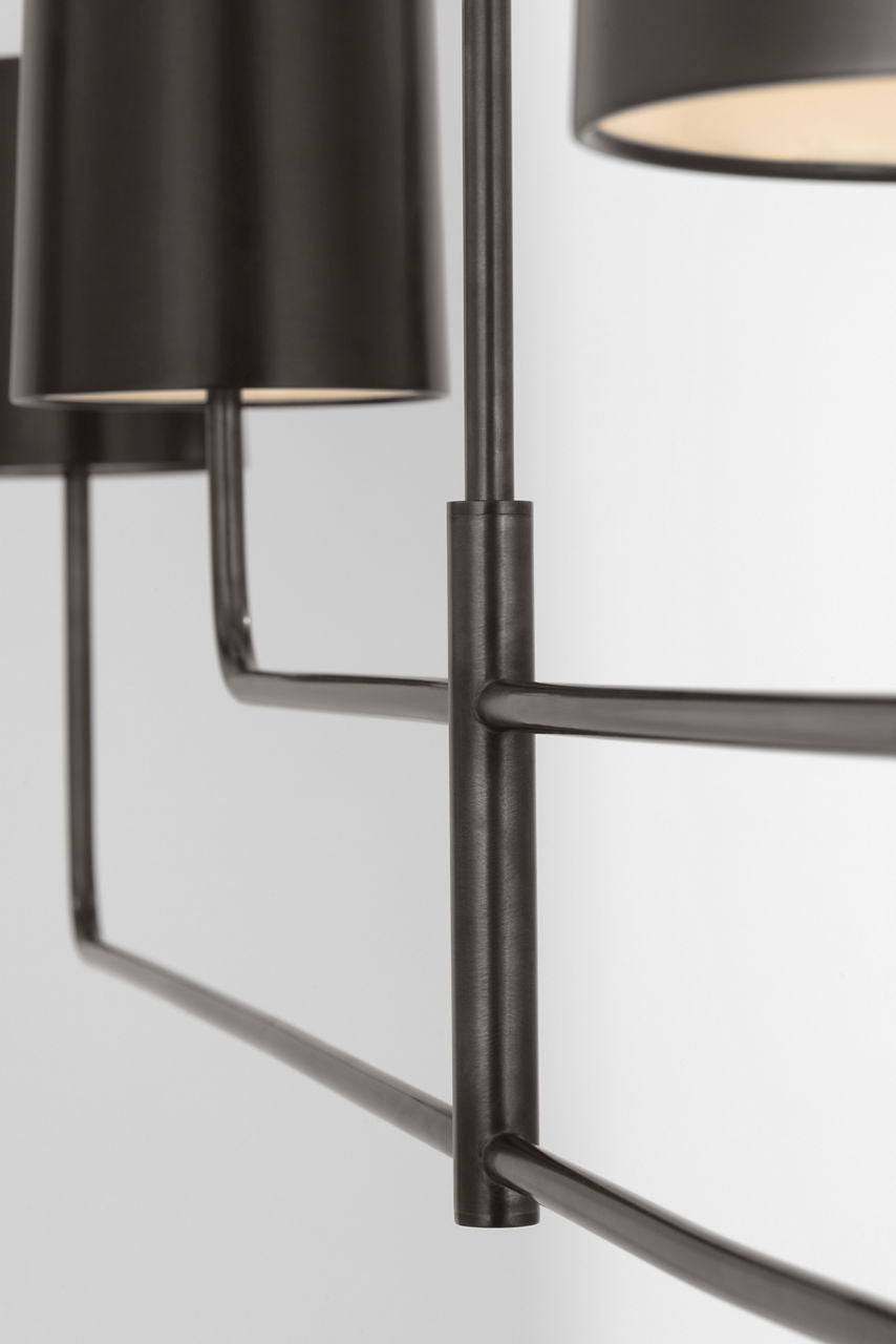 Go Lightly 70" Four Light Linear Chandelier | Bronze | Bronze Shades