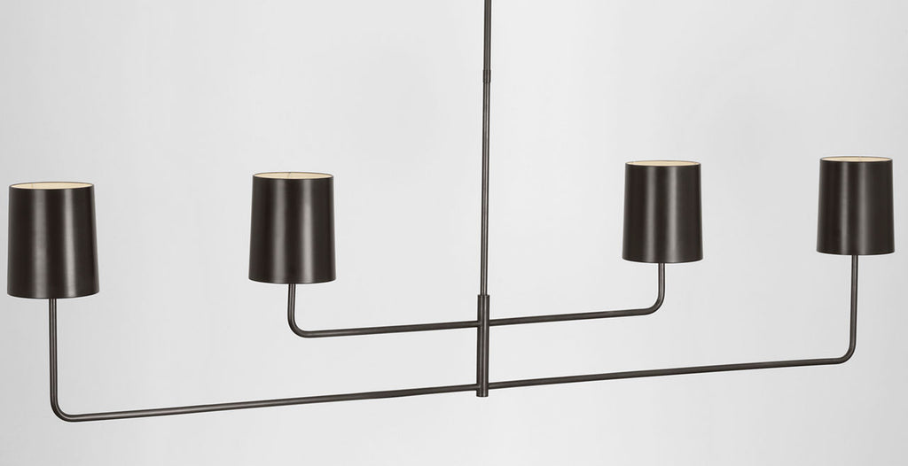Go Lightly 70" Four Light Linear Chandelier | Bronze | Bronze Shades