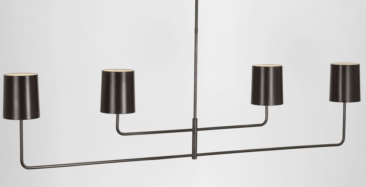 Go Lightly 70" Four Light Linear Chandelier | Bronze | Bronze Shades