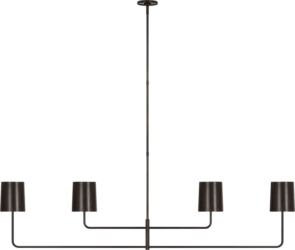 Go Lightly 70" Four Light Linear Chandelier | Bronze | Bronze Shades