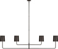 Go Lightly 70" Four Light Linear Chandelier | Bronze | Bronze Shades