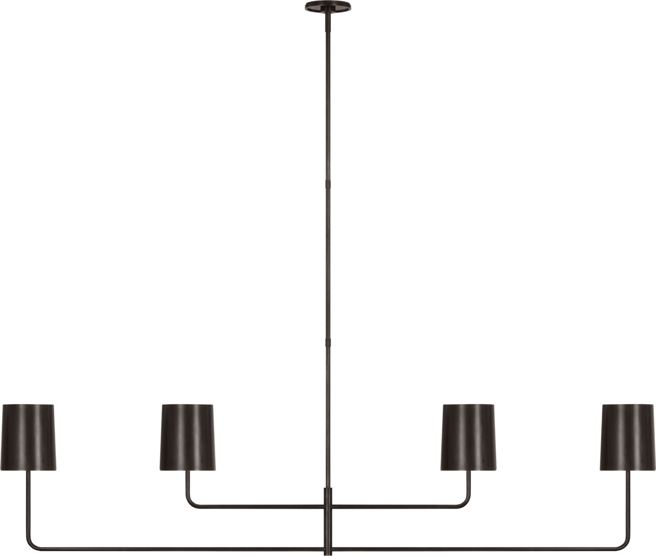 Go Lightly 70" Four Light Linear Chandelier | Bronze | Bronze Shades