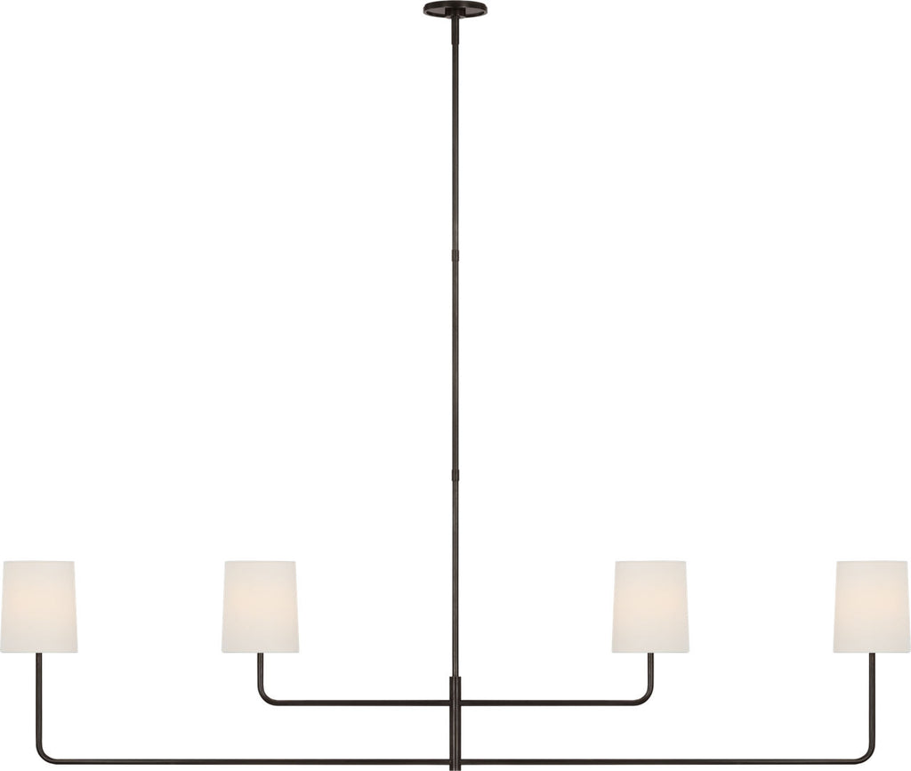 Go Lightly 70" Four Light Linear Chandelier | Bronze | Linen Shades