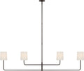 Go Lightly 70" Four Light Linear Chandelier | Bronze | Linen Shades