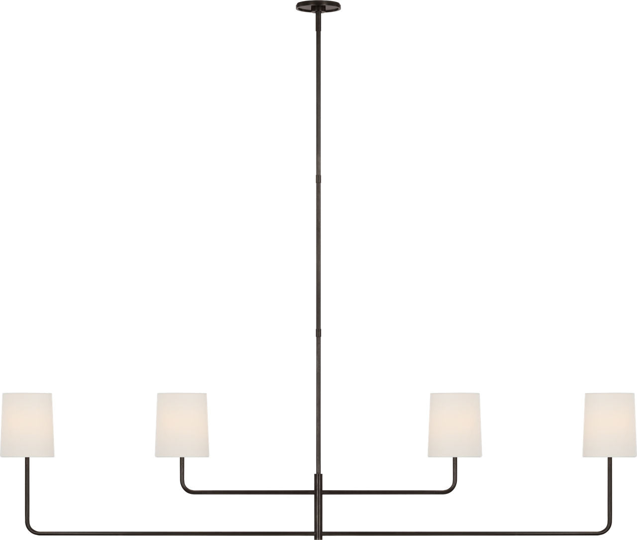 Go Lightly 70" Four Light Linear Chandelier | Bronze | Linen Shades