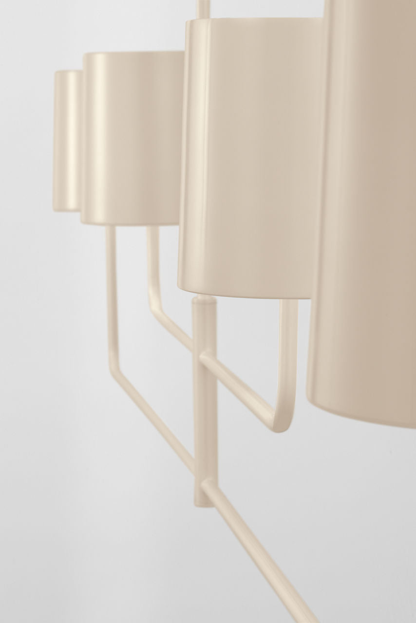 Go Lightly 70" Four Light Linear Chandelier | China White | China White Shades