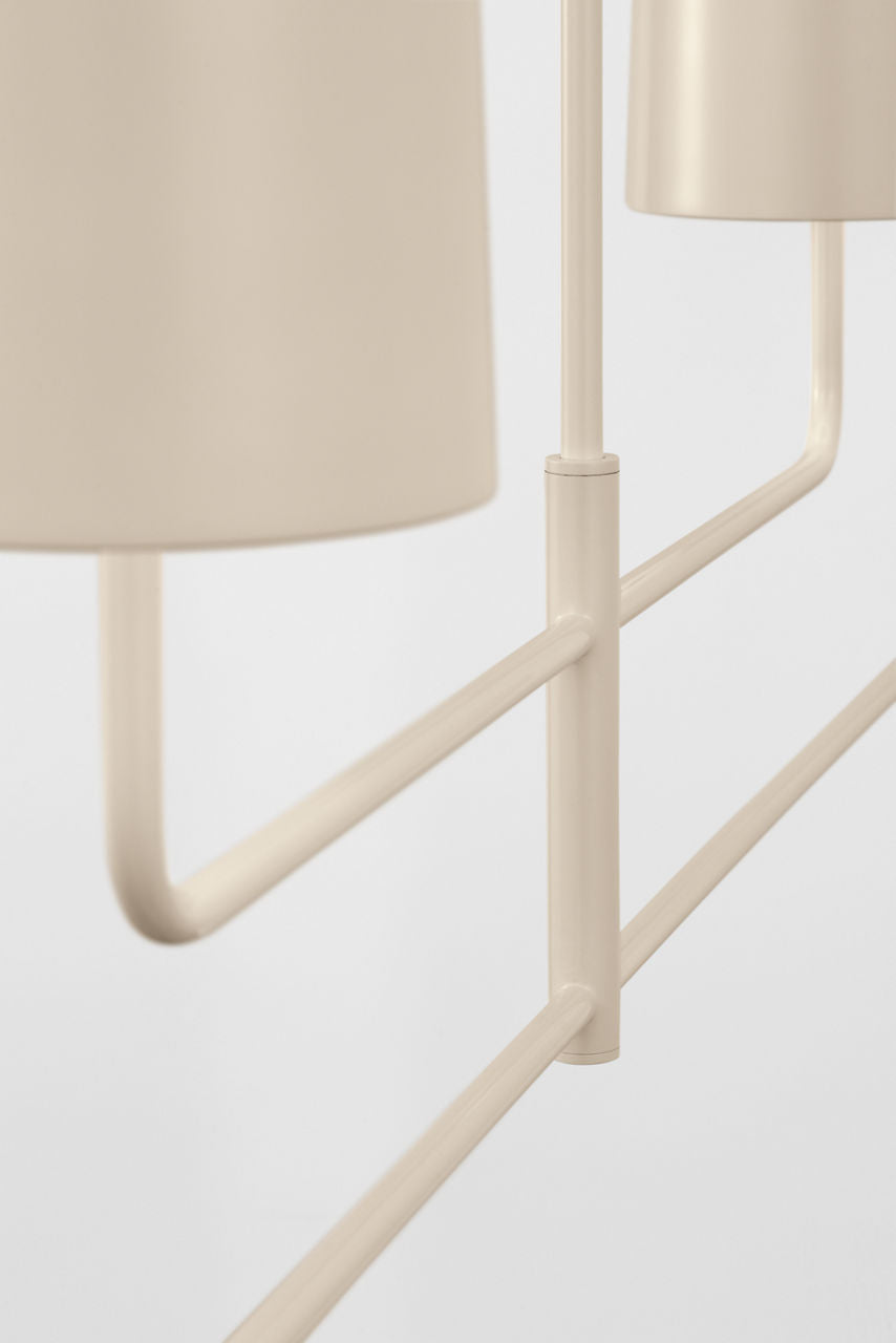 Go Lightly 70" Four Light Linear Chandelier | China White | China White Shades