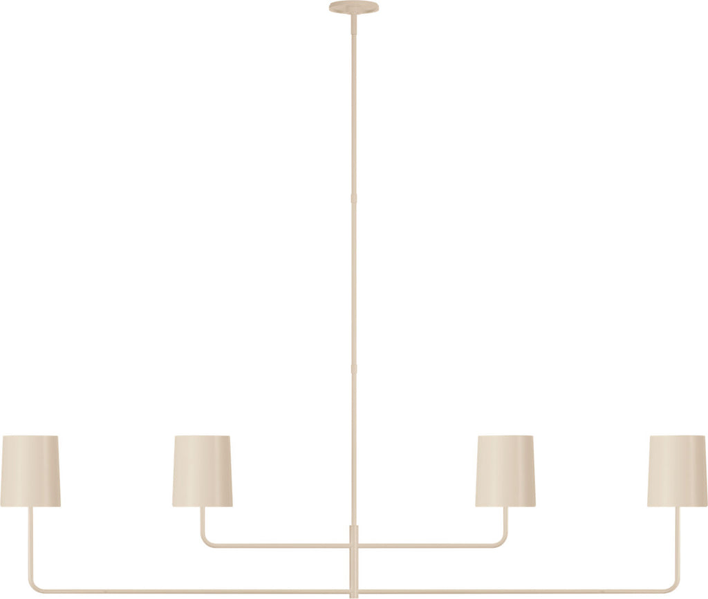 Go Lightly 70" Four Light Linear Chandelier | China White | China White Shades