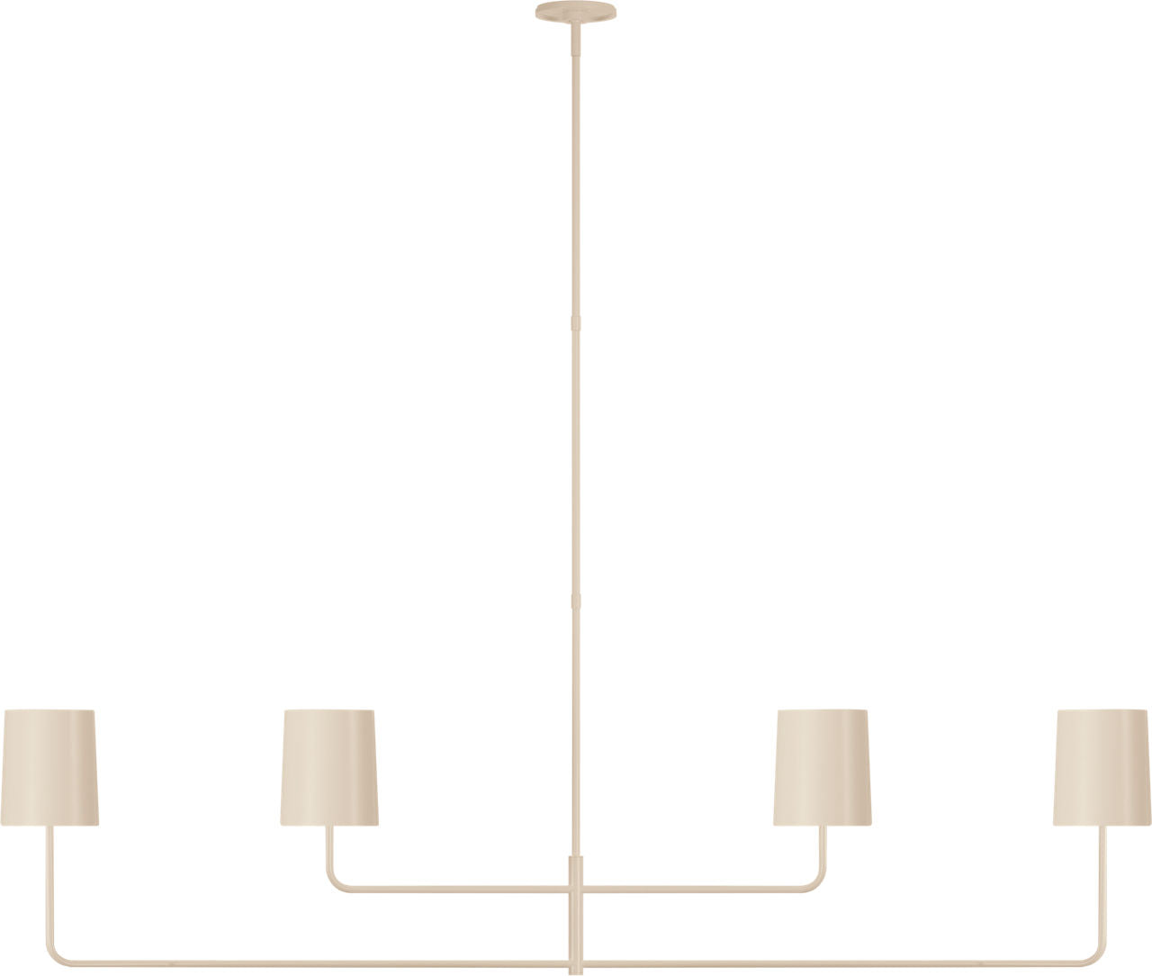 Go Lightly 70" Four Light Linear Chandelier | China White | China White Shades