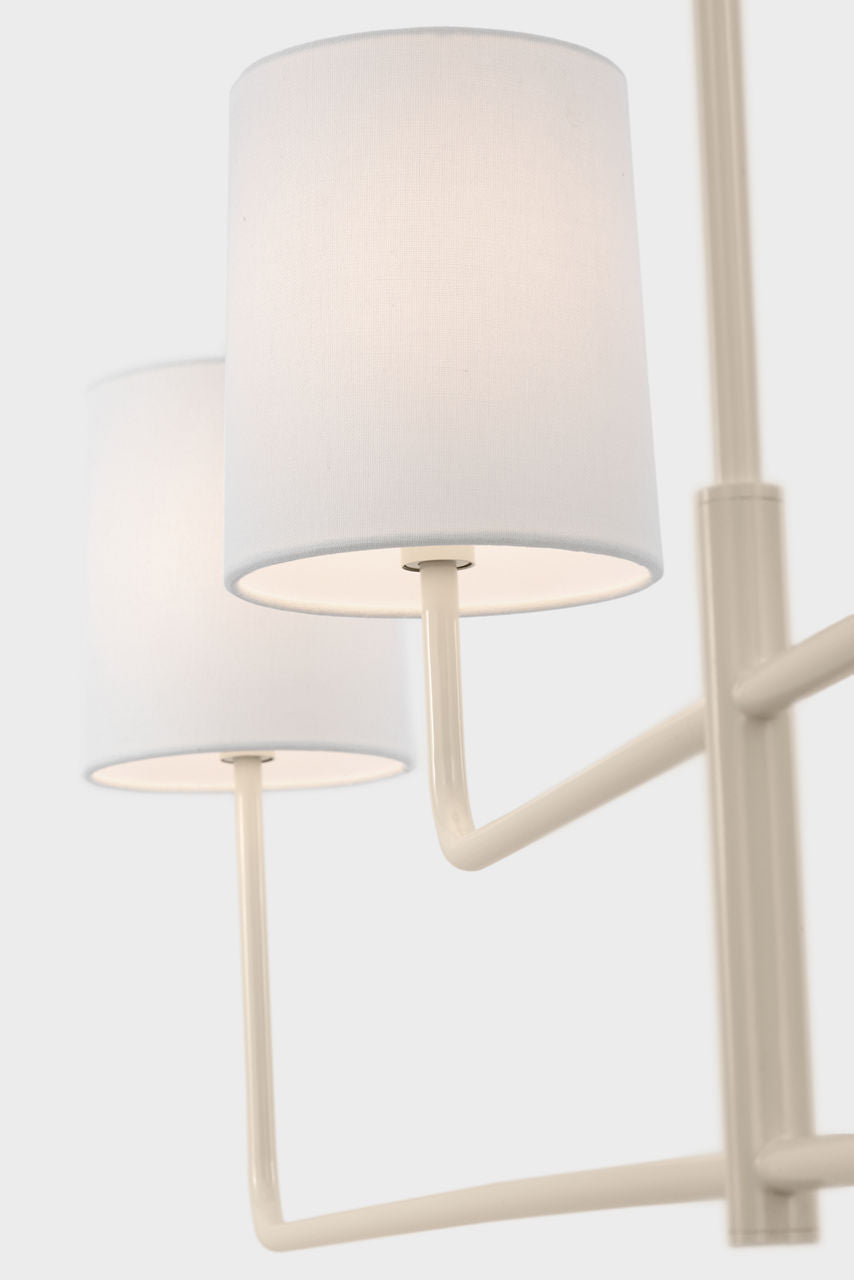 Go Lightly 70" Four Light Linear Chandelier | China White | Linen Shades