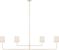 Go Lightly 70" Four Light Linear Chandelier | China White | Linen Shades