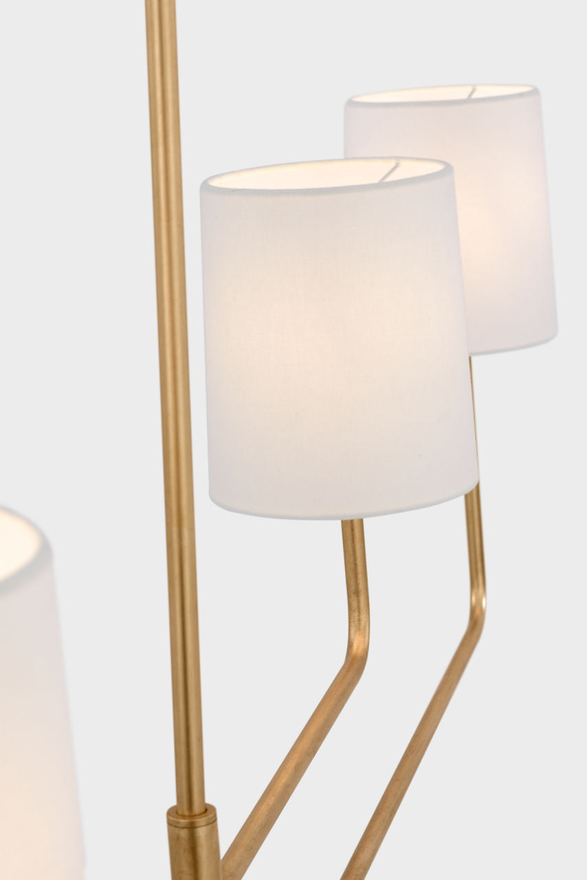 Go Lightly 70" Four Light Linear Chandelier | Gild | Linen Shades