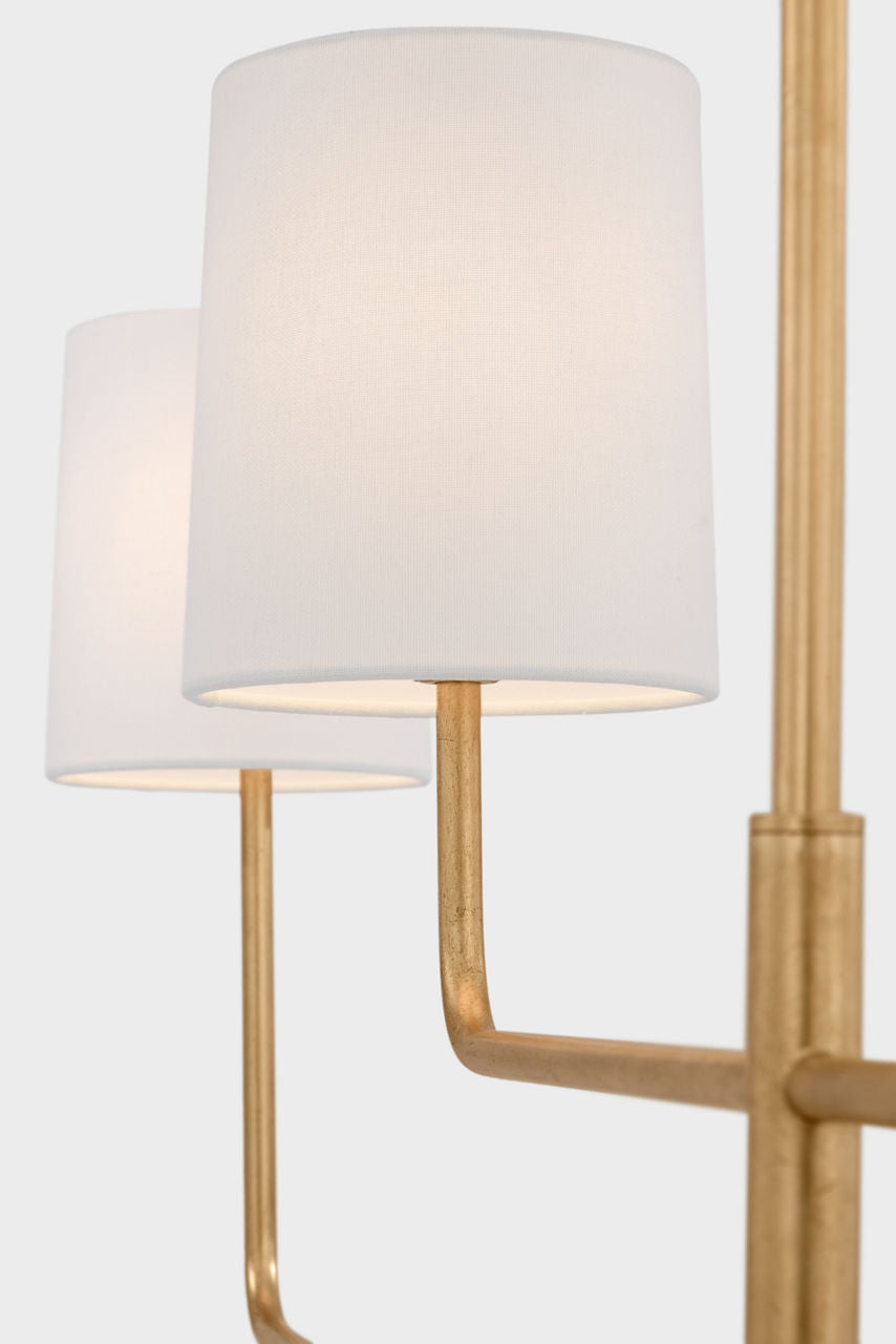 Go Lightly 70" Four Light Linear Chandelier | Gild | Linen Shades