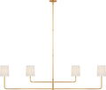 Go Lightly 70" Four Light Linear Chandelier | Gild | Linen Shades