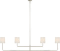 Go Lightly 70" Four Light Linear Chandelier | Polished Nickel | Linen Shades