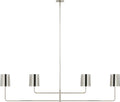 Go Lightly 70" Four Light Linear Chandelier | Polished Nickel | Polished Nickel Shades