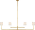 Go Lightly 70" Four Light Linear Chandelier | Soft Brass | Linen Shades
