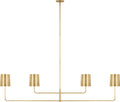 Go Lightly 70" Four Light Linear Chandelier | Soft Brass | Soft Brass Shades