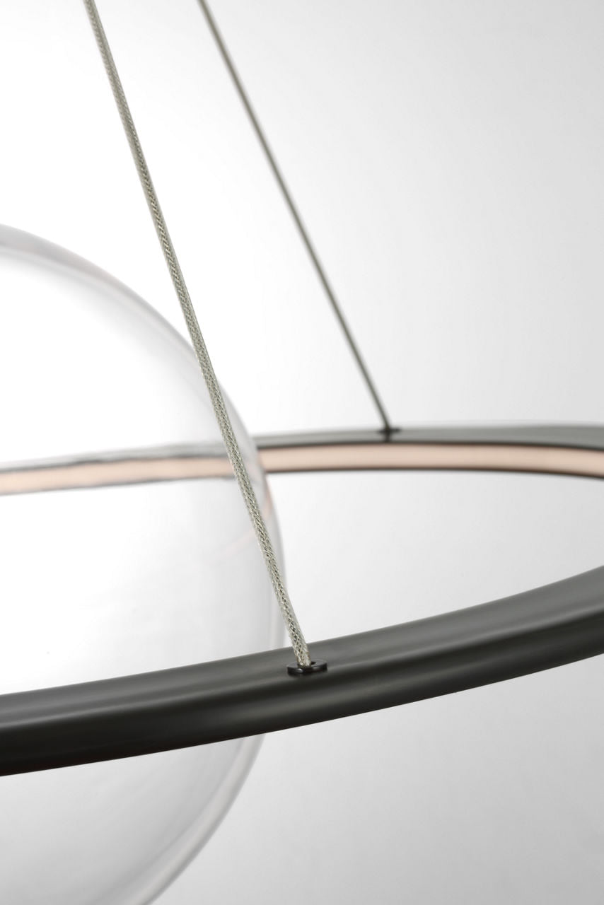Cosmos 28" Ring and Orb Chandelier | Bronze | Clear Glass