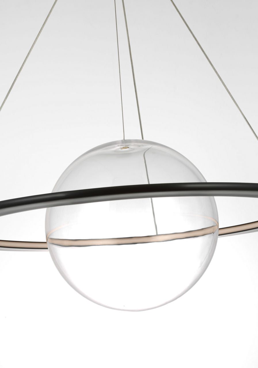 Cosmos 28" Ring and Orb Chandelier | Bronze | Clear Glass