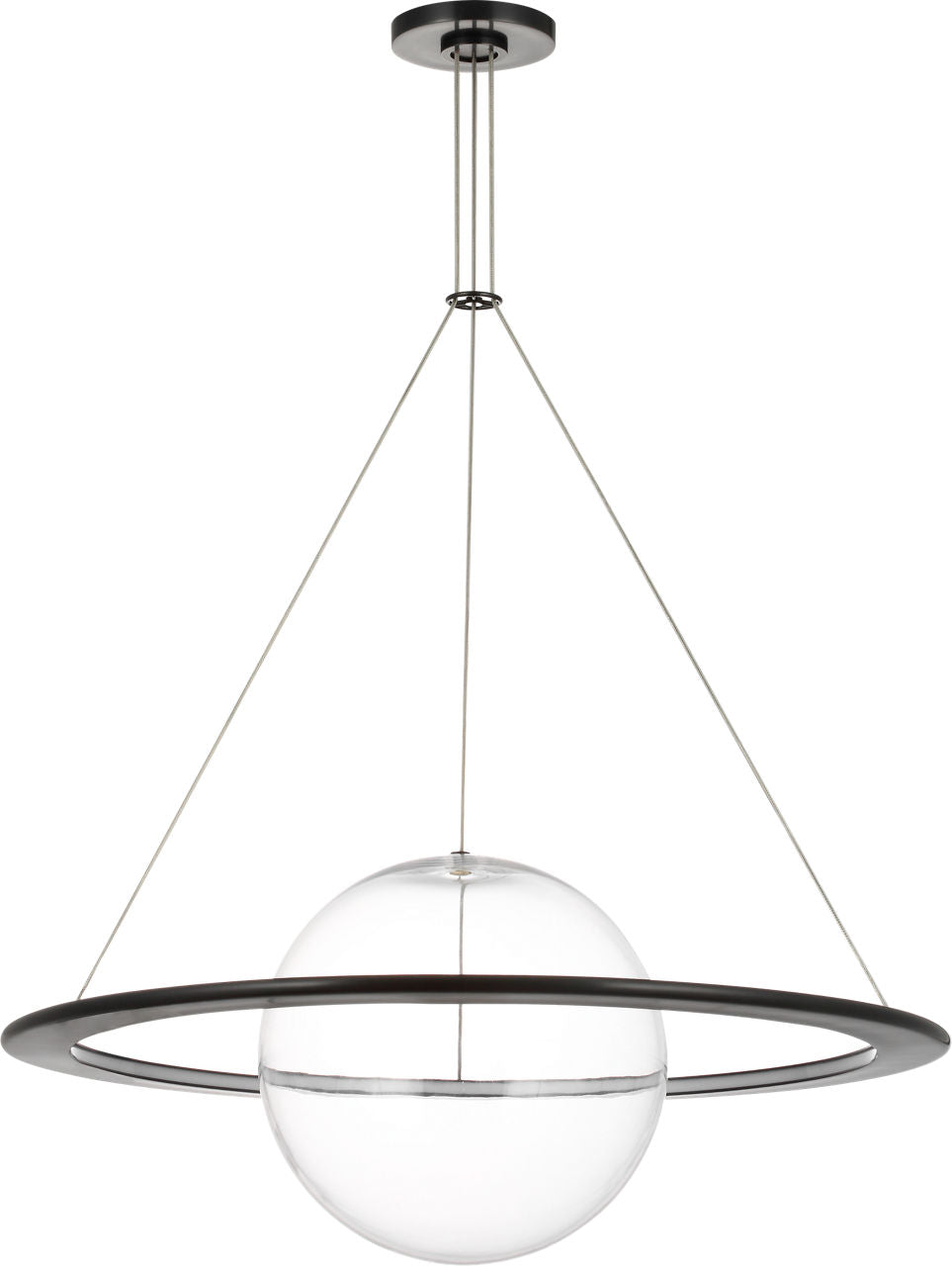Cosmos 28" Ring and Orb Chandelier | Bronze | Clear Glass