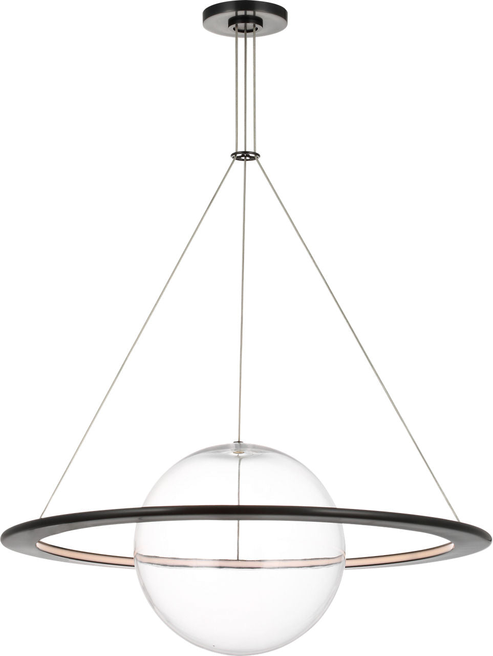 Cosmos 28" Ring and Orb Chandelier | Bronze | Clear Glass