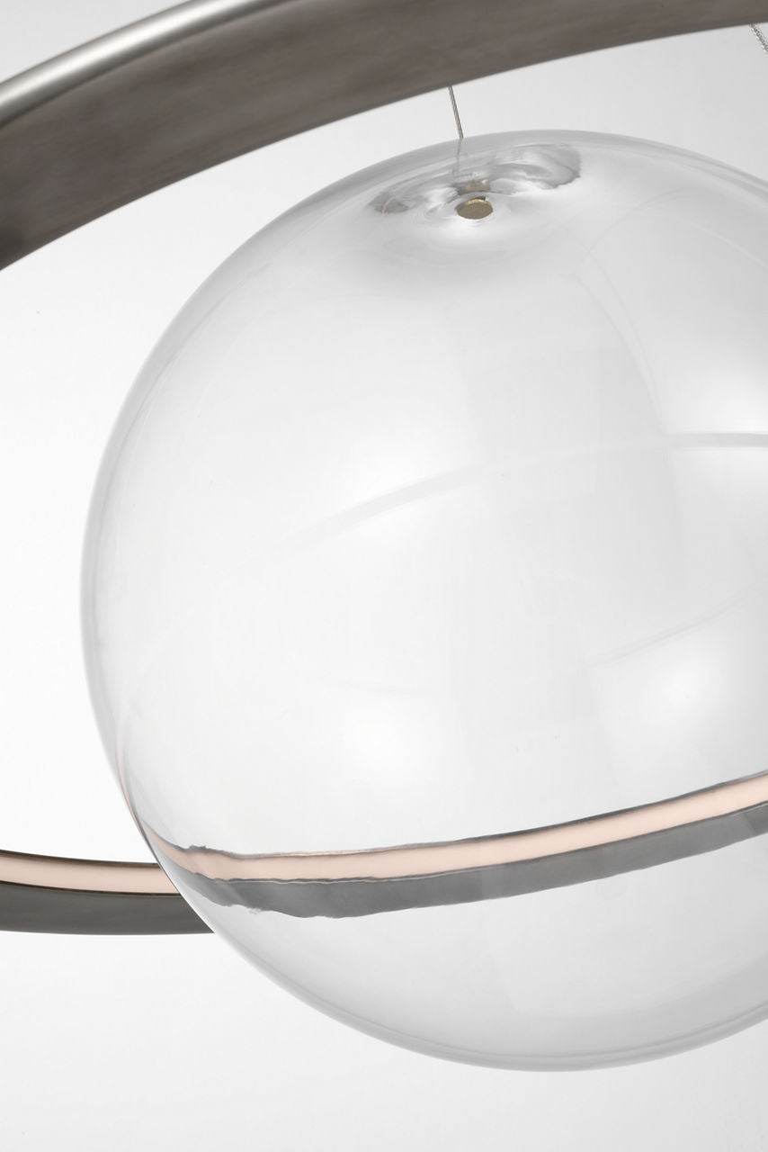 Cosmos 28" Ring and Orb Chandelier | Pewter | Clear Glass