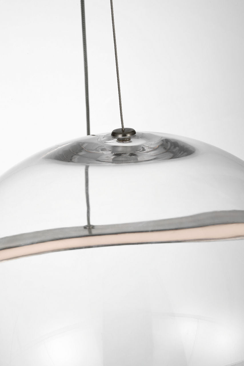 Cosmos 28" Ring and Orb Chandelier | Pewter | Clear Glass