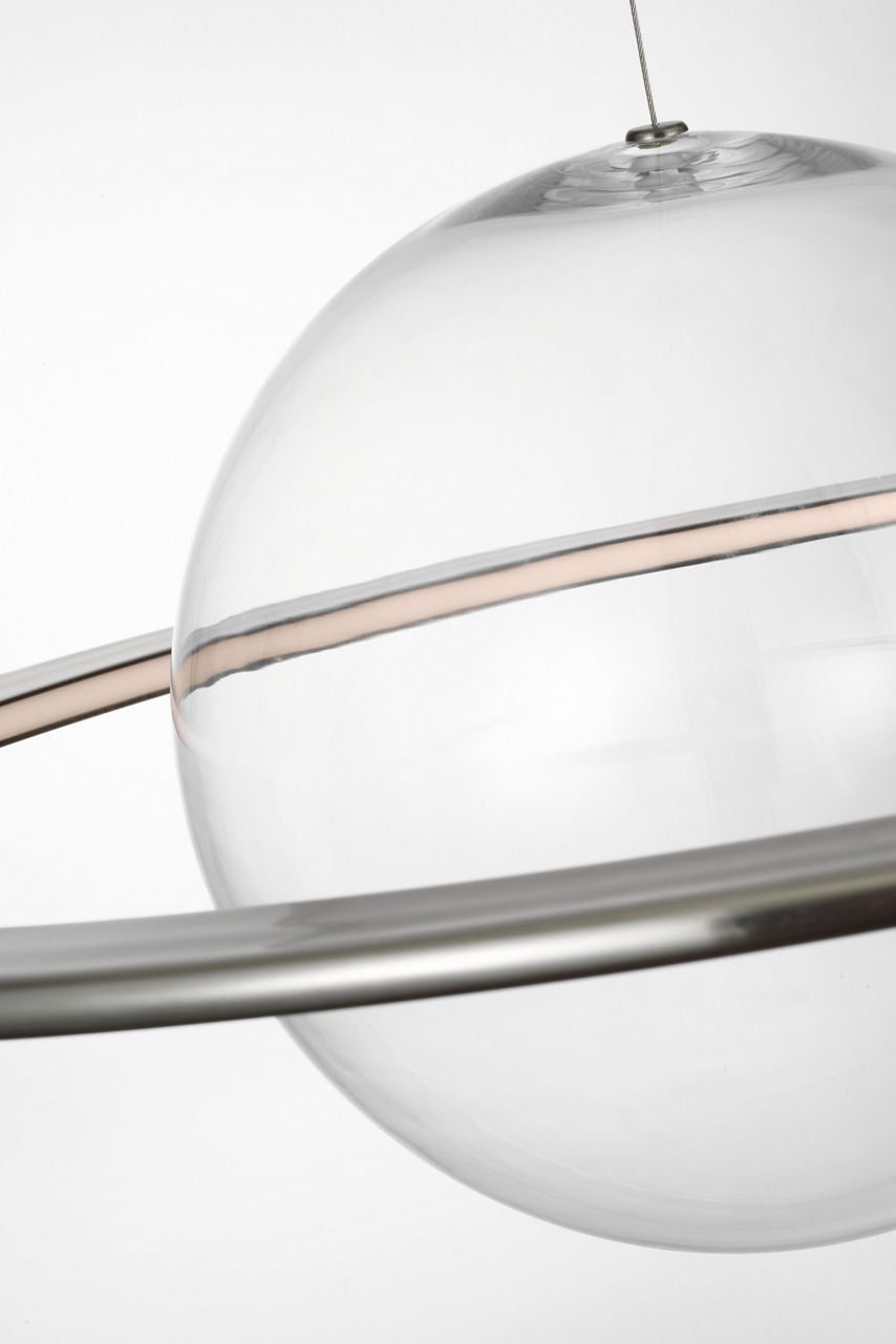 Cosmos 28" Ring and Orb Chandelier | Pewter | Clear Glass