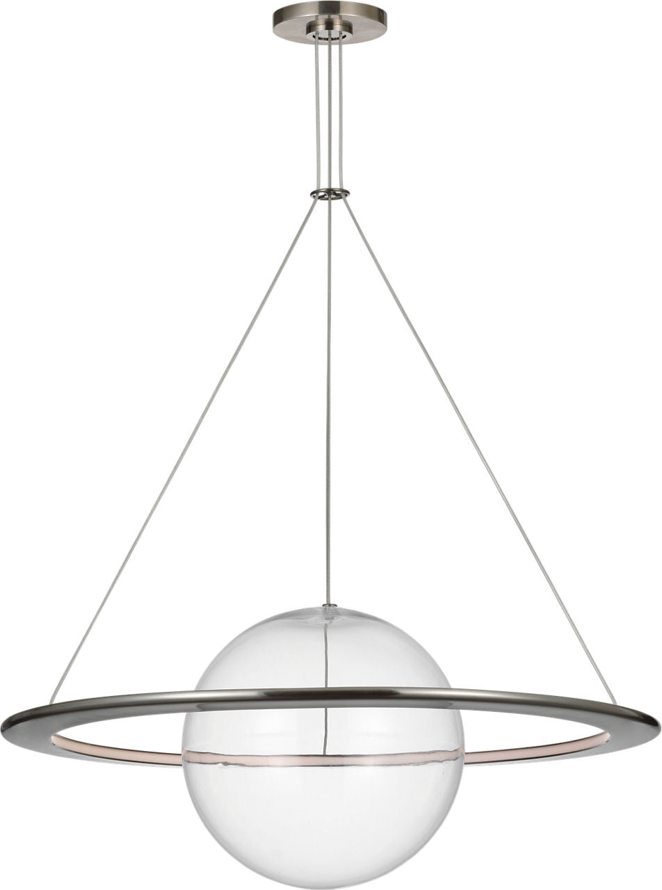 Cosmos 28" Ring and Orb Chandelier | Pewter | Clear Glass