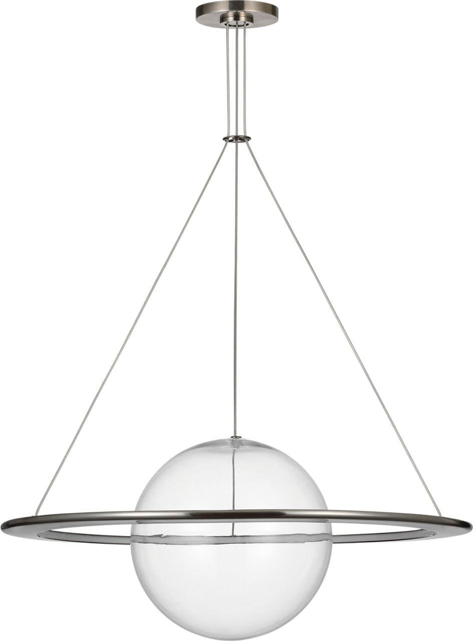 Cosmos 28" Ring and Orb Chandelier | Pewter | Clear Glass