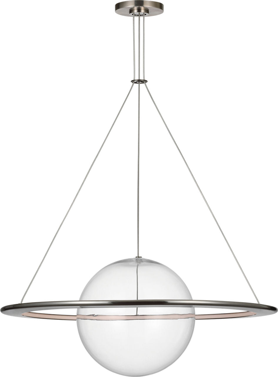 Cosmos 28" Ring and Orb Chandelier | Pewter | Clear Glass