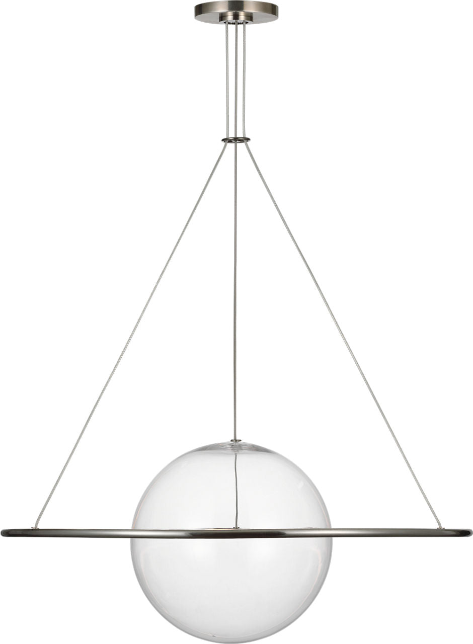 Cosmos 28" Ring and Orb Chandelier | Pewter | Clear Glass