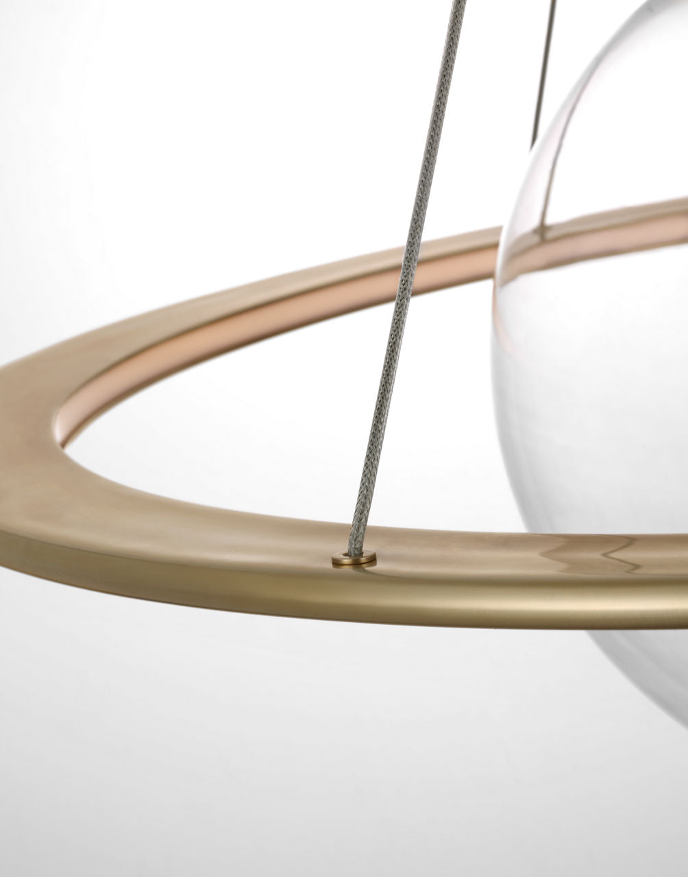 Cosmos 28" Ring and Orb Chandelier | Soft Brass | Clear Glass