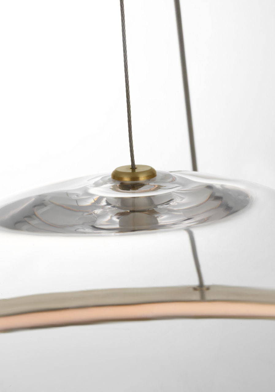 Cosmos 28" Ring and Orb Chandelier | Soft Brass | Clear Glass