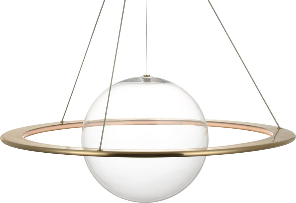 Cosmos 28" Ring and Orb Chandelier | Soft Brass | Clear Glass