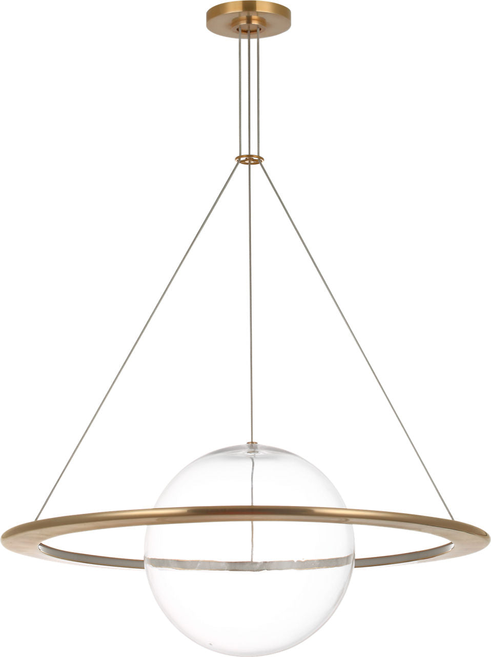 Cosmos 28" Ring and Orb Chandelier | Soft Brass | Clear Glass
