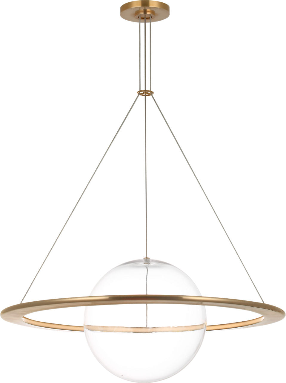 Cosmos 28" Ring and Orb Chandelier | Soft Brass | Clear Glass