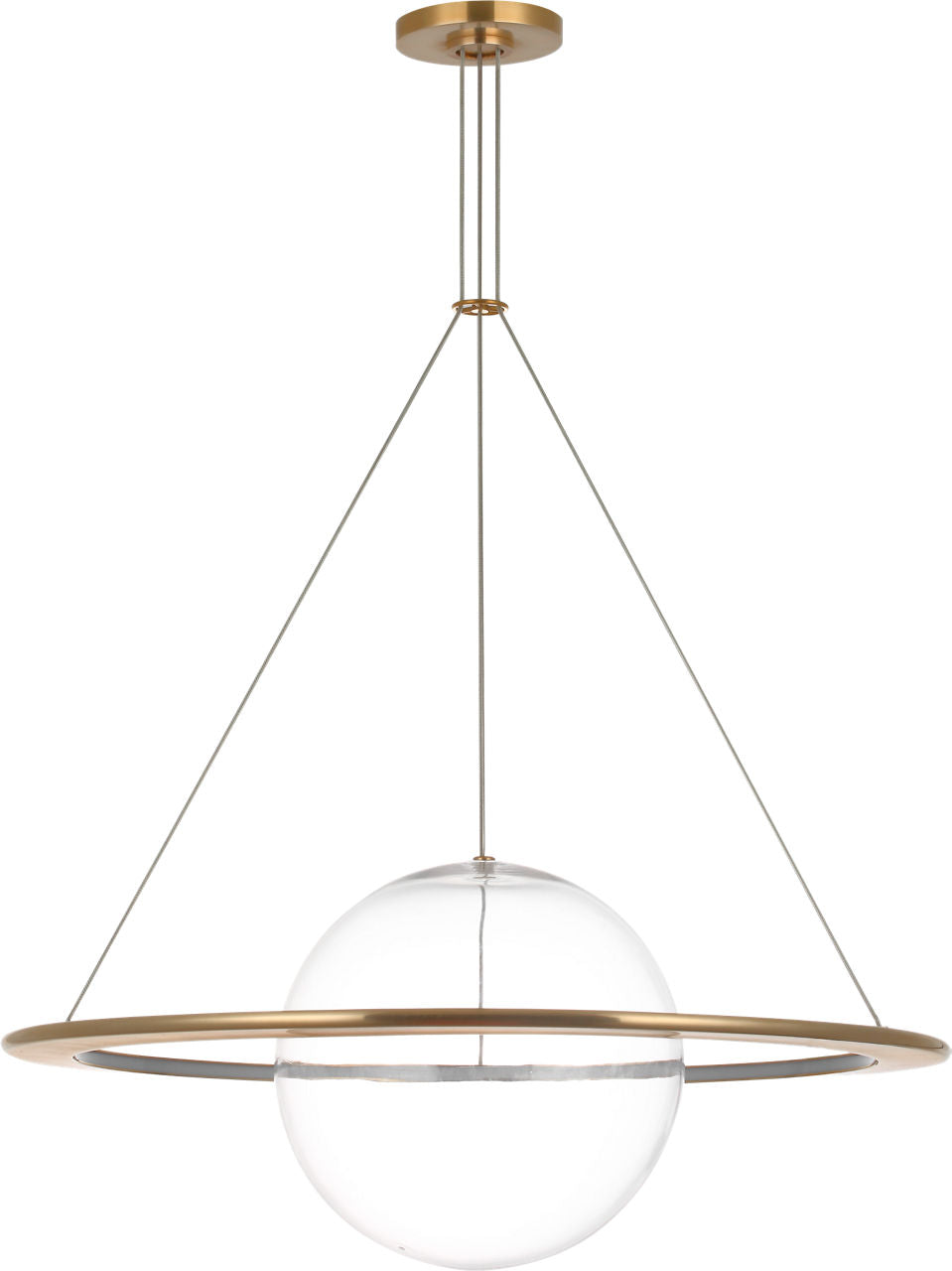 Cosmos 28" Ring and Orb Chandelier | Soft Brass | Clear Glass
