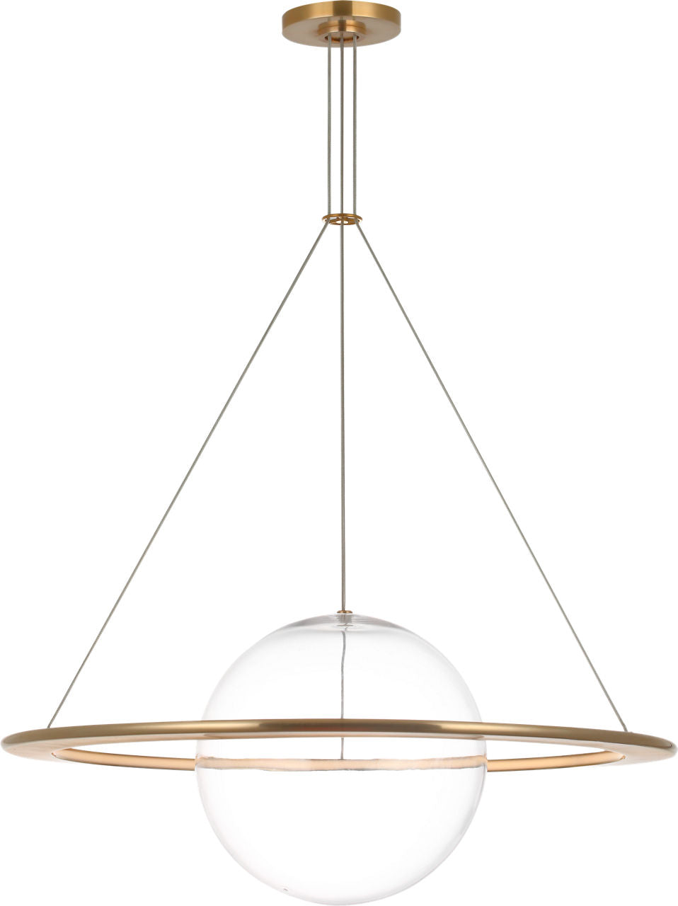 Cosmos 28" Ring and Orb Chandelier | Soft Brass | Clear Glass