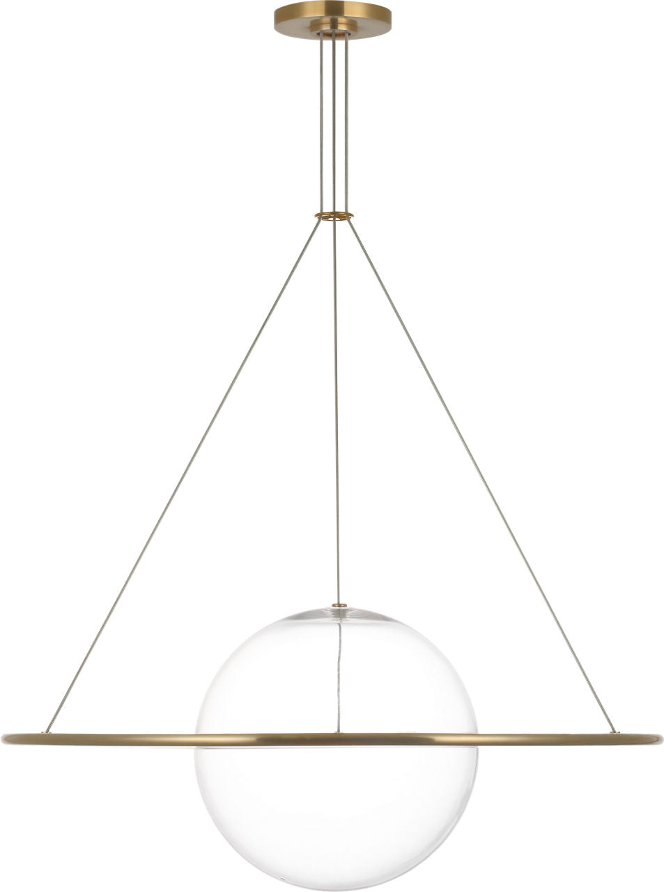 Cosmos 28" Ring and Orb Chandelier | Soft Brass | Clear Glass