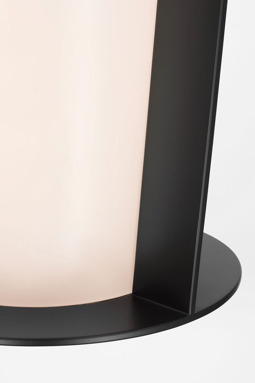 Phinn 18" Lantern | Modern Iron | White Glass