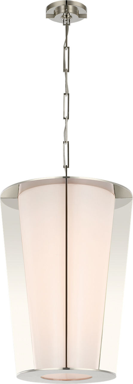 Phinn 18" Lantern | Polished Nickel | White Glass
