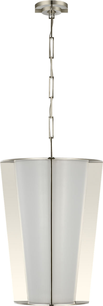 Phinn 18" Lantern | Polished Nickel | White Glass