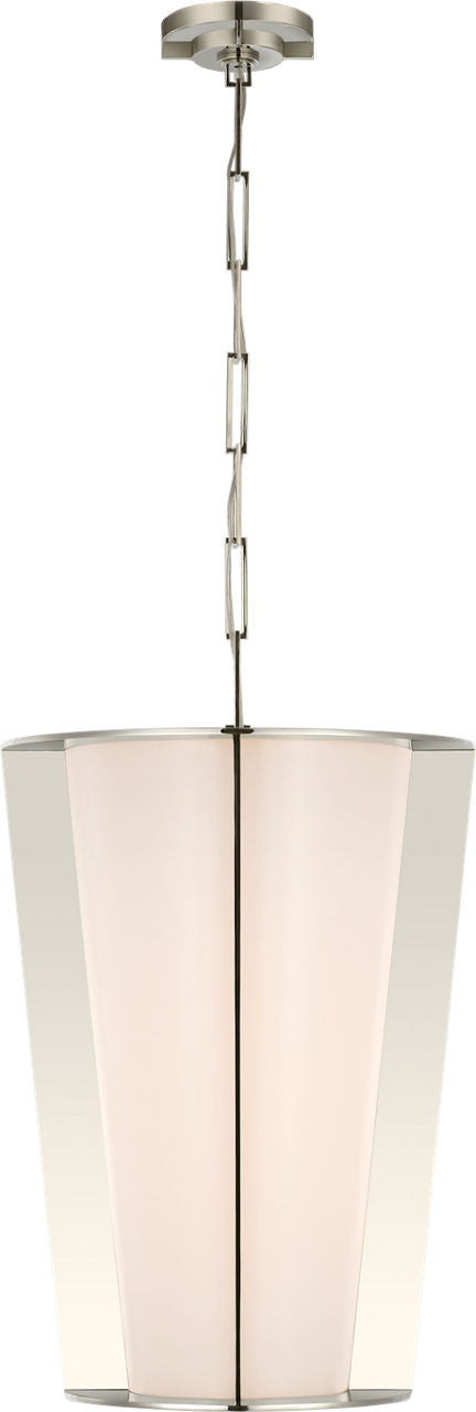 Phinn 18" Lantern | Polished Nickel | White Glass