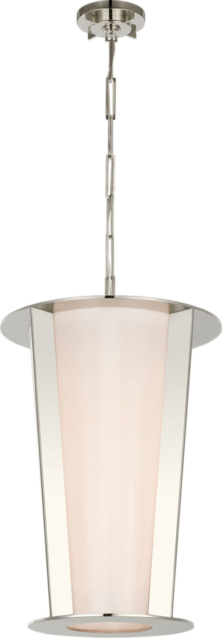Phinn 18" Lantern | Polished Nickel | White Glass
